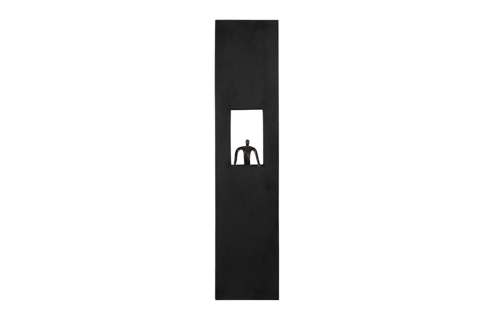 Phillips Collection Atlas Wall Decor - Modern Bronze Abstract Figure on Black Plate for Chic Home Styling & Display TH101656