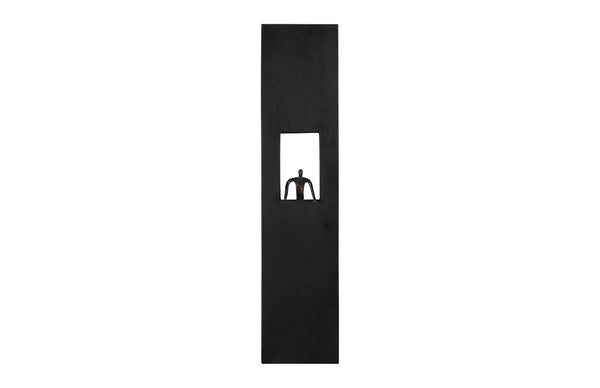 Phillips Collection Atlas Wall Decor - Modern Bronze Abstract Figure on Black Plate for Chic Home Styling & Display TH101656