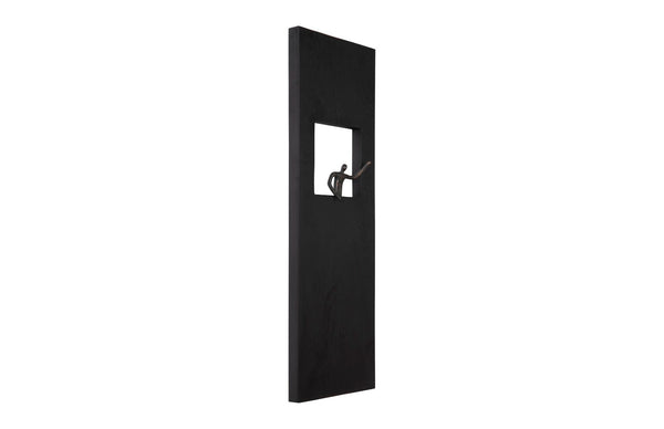 Phillips Collection Atlas Wall Decor - Slim Abstract Metal Figure on Black Plate for Modern & Farmhouse Interiors TH101657