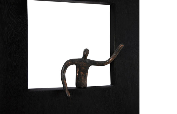 Phillips Collection Atlas Wall Decor - Slim Abstract Metal Figure on Black Plate for Modern & Farmhouse Interiors TH101657