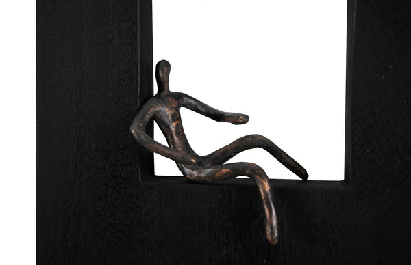 Phillips Collection Atlas Wall Decor - Slim Abstract Metal Figure on Black Plate, Modern Art for Contemporary Spaces TH101658