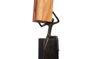 Phillips Collection Atlas Pole Sculpture - Striking Vertical Accent of Chamcha Wood & Black Metal for Modern Interiors TH101660