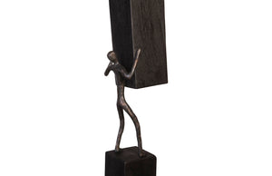 Phillips Collection Atlas Pole Sculpture - Handcrafted Modern Organic Art Piece in Reclaimed Wood & Metal Base for Unique Interiors TH101661