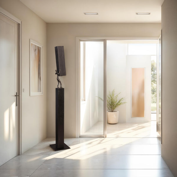 Phillips Collection Atlas Pole Sculpture - Handcrafted Modern Organic Art Piece in Reclaimed Wood & Metal Base for Unique Interiors TH101661