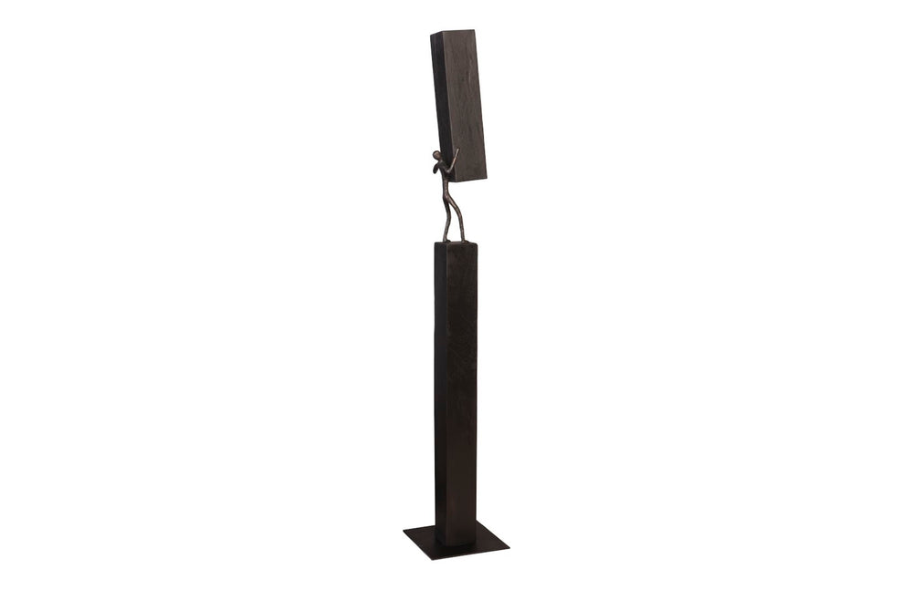 Phillips Collection Atlas Pole Sculpture - Handcrafted Modern Organic Art Piece in Reclaimed Wood & Metal Base for Unique Interiors TH101661