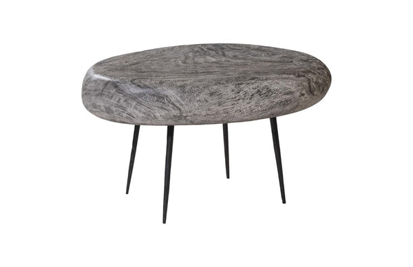 Phillips Collection Skipping Stone Live Edge Chamcha Wood Side Table with Forged Metal Legs Organic Modern TH101664