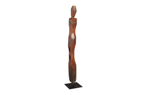 Phillips Collection Old Pole Man Natural Wood Abstract Figure Sculpture with Iron Base for Living Room TH101668