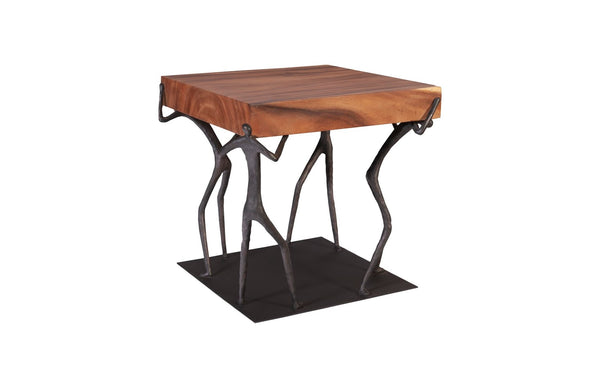 Phillips Collection Atlas Natural Side Table - Handcrafted Chamcha Wood Top With Stylish Black Metal Base For Any Decor Brown,Black Wood ,Chamcha Wood Th101824