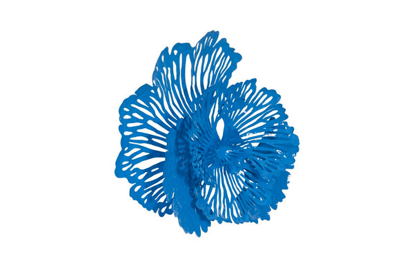 Phillips Collection Flower Wall Art Sculpture - Intricate Filigree Design for Modern Organic Home Decor, 18 Inches Small, Blue, Metal TH101833