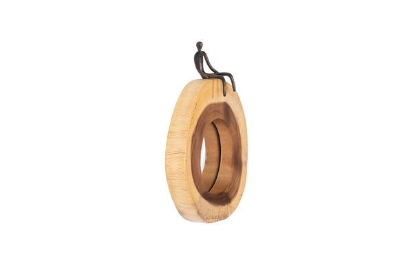 Phillips Collection Atlas Cross Cut Mirror – Unique Chamcha Wood Frame with Whimsical Bronze Metal Detail for Home Décor Small, Full Man TH101835