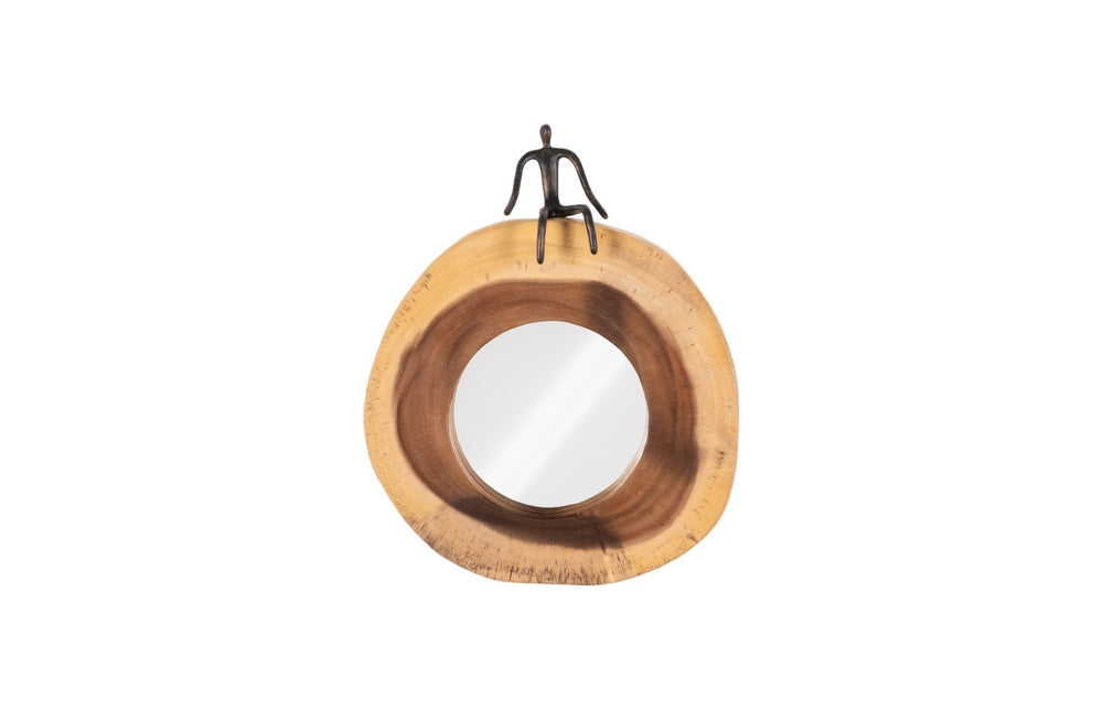 Phillips Collection Atlas Cross Cut Mirror – Unique Chamcha Wood Frame with Whimsical Bronze Metal Detail for Home Décor Small, Full Man TH101835