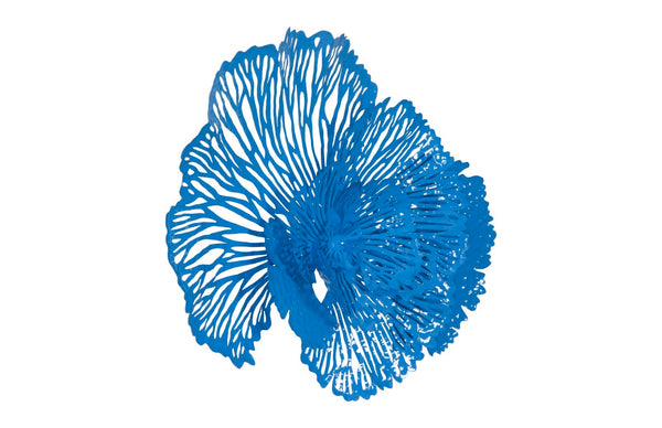 Phillips Collection Flower Wall Art Sculpture - Intricate Filigree Design for Modern Organic Home Decor, 18 Inches Medium, Blue, Metal TH101836