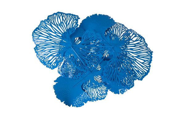 Phillips Collection Flower Wall Art Sculpture - Intricate Filigree Design for Modern Organic Home Decor, 18 Inches Large, Blue, Metal TH101837