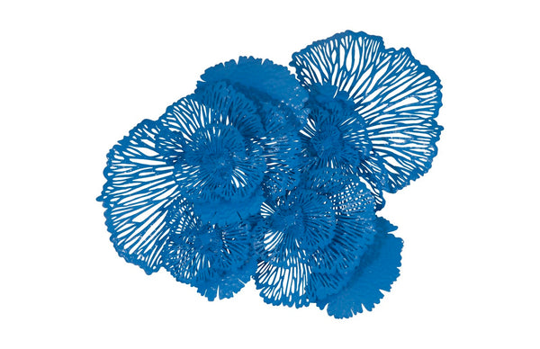 Phillips Collection Flower Wall Art Sculpture - Intricate Filigree Design for Modern Organic Home Decor, 18 Inches Large, Blue, Metal TH101837