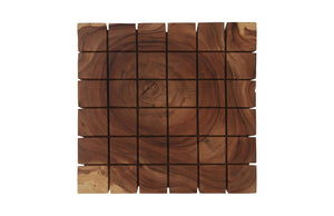 Phillips Collection Cubed Solid Chamcha Wood Square Coffee Table with Grooved Grain Detail for Modern Living TH101987