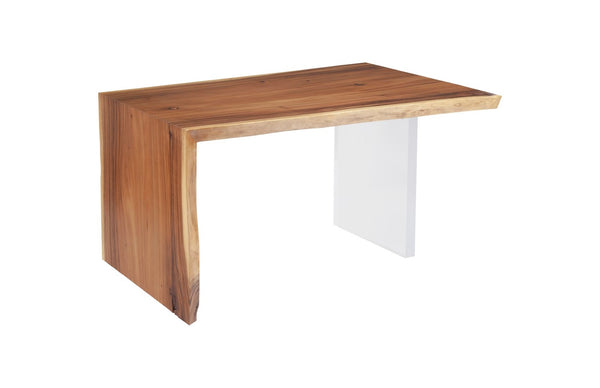 Phillips Collection Waterfall Desk: Modern Organic Design with Reclaimed Wood and Sculptural Support for Your Workspace Natural, Acrylic Leg TH102743