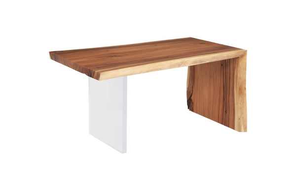 Phillips Collection Waterfall Desk: Modern Organic Design with Reclaimed Wood and Sculptural Support for Your Workspace Natural, Acrylic Leg TH102743