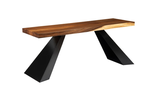 Phillips Collection Tapered Wood Console Table with Black Metal Legs – Unique Chamcha Wood for Modern Interiors TH103470