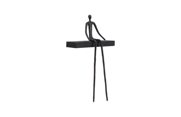 Phillips Collection Moveable Sitting Man Sculpture on Short Shelf – Abstract Metal Design for Modern Home Decor TH103472