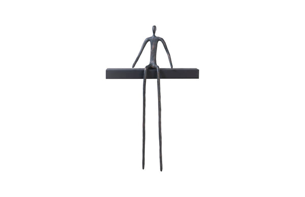 Phillips Collection Moveable Sitting Man Sculpture on Short Shelf – Abstract Metal Design for Modern Home Decor TH103472