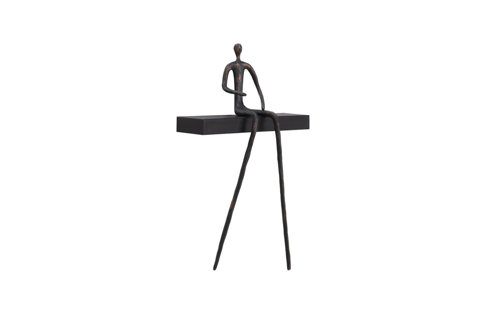Phillips Collection Moveable Man Wall Decor - Abstract Seated Figure on Black Shelf for Modern Artistic Display B TH103473