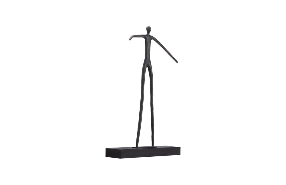 Phillips Collection Moveable Sculptural Shelf with Abstract Standing Man - Modern Metal & Wood Accent for Walls TH103475