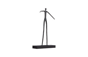 Phillips Collection Moveable Sculptural Shelf with Abstract Standing Man - Modern Metal & Wood Accent for Walls TH103475