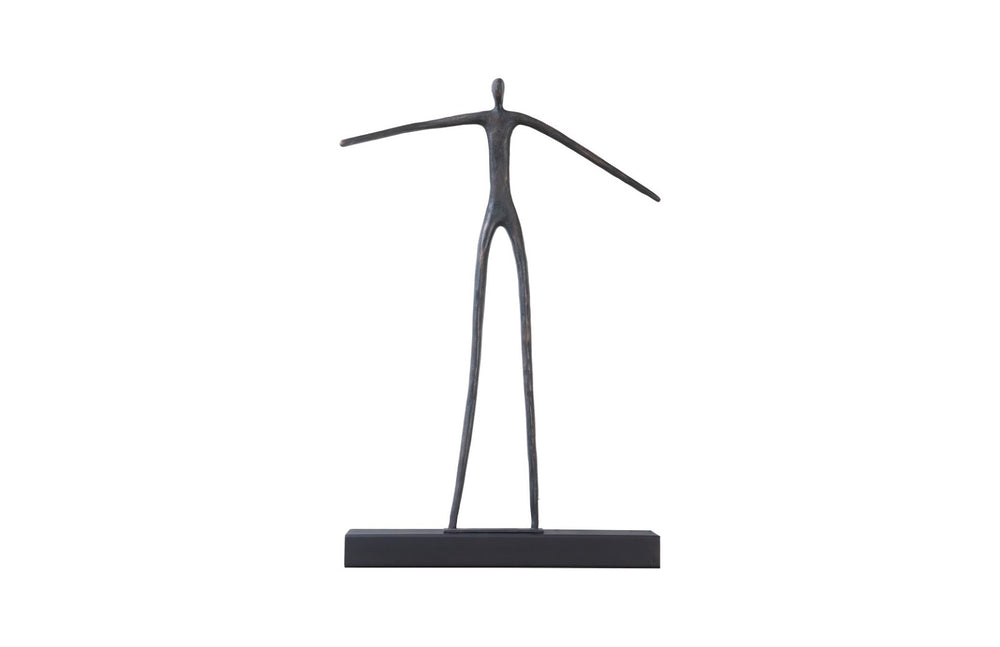Phillips Collection Moveable Sculptural Shelf with Abstract Standing Man - Modern Metal & Wood Accent for Walls TH103475