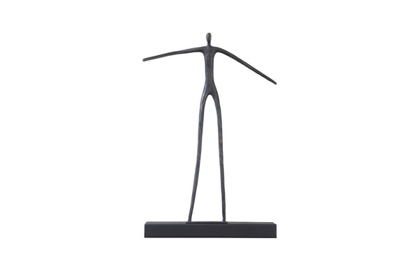 Phillips Collection Moveable Sculptural Shelf with Abstract Standing Man - Modern Metal & Wood Accent for Walls TH103475