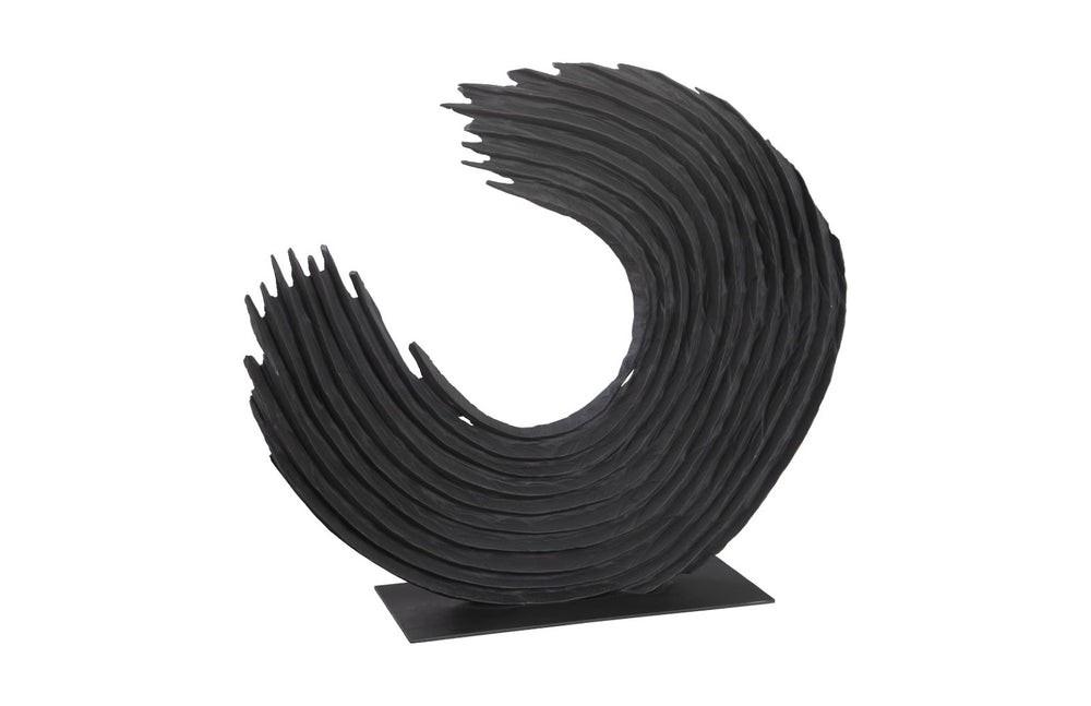 Phillips Collection Swoop Tabletop Sculpture - Stunning Curved Wood Design On Minimalist Metal Base For Modern Decor Black Wood Th103476