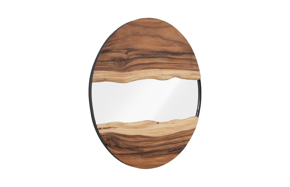 Phillips Collection River Mirror - Stunning Round Decorative Wall Art With Natural Chamcha Wood Accents For Home Elegance Brown Wood ,Chamcha Wood Th103482