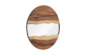 Phillips Collection River Mirror - Stunning Round Decorative Wall Art With Natural Chamcha Wood Accents For Home Elegance Brown Wood ,Chamcha Wood Th103482