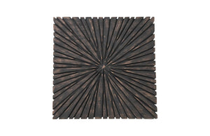 Phillips Collection Chainsaw Carved Chamcha Wood Side Table with Burnt Finish and Iron Cross Base TH103561
