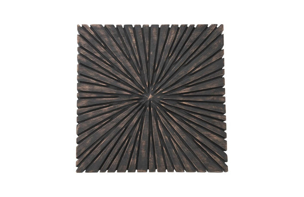 Phillips Collection Chainsaw Carved Chamcha Wood Side Table with Burnt Finish and Iron Cross Base TH103561