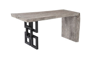 Phillips Collection Waterfall Desk: Modern Organic Design with Reclaimed Wood and Sculptural Support for Your Workspace Gray Stone, Satin Black Overlap Leg TH103659