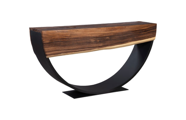 Phillips Collection Arc Console Table - Contemporary Design With Reclaimed Acacia Wood And Elegant Arcing Metal Legs Black,Brown Wood ,Chamcha Wood Th103724