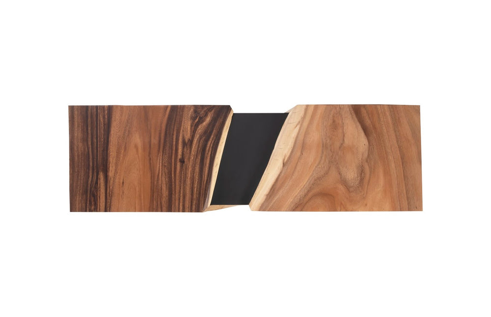 Phillips Collection River Console Table - Elegant Double-sided Design With Reclaimed Golden Acacia Wood & Black Base Black,Brown Wood ,Chamcha Wood Th103725