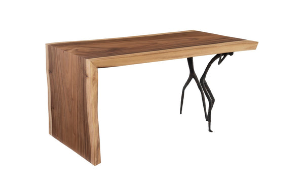 Phillips Collection Atlas Desk - Natural Reclaimed Wood With Waterfall Legs For A Modern Organic Home Office Experience Black,Brown Wood ,Chamcha Wood Th103927
