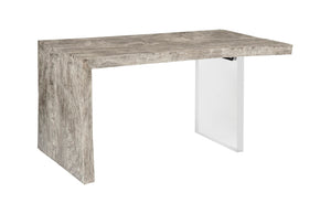 Phillips Collection Waterfall Desk: Modern Organic Design with Reclaimed Wood and Sculptural Support for Your Workspace Gray Stone, Acrylic Leg TH105206