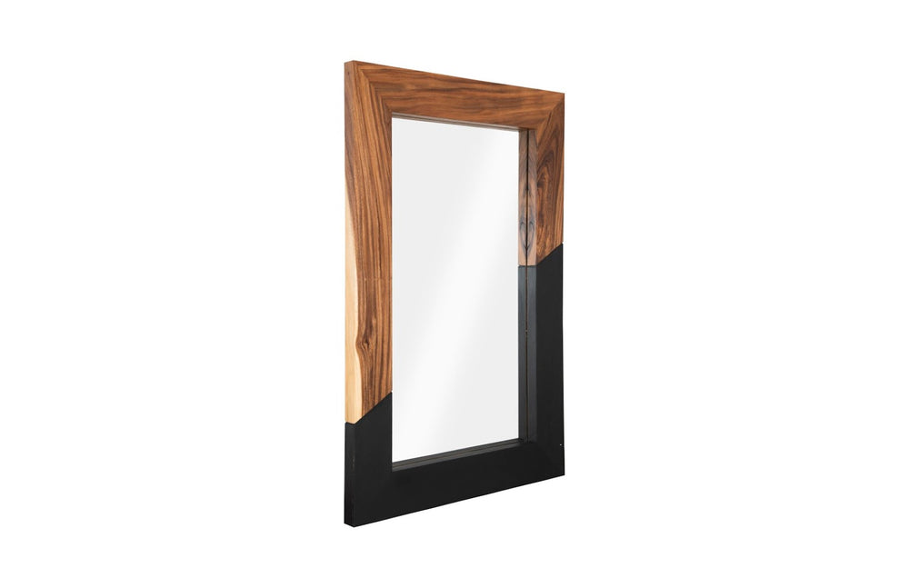 Phillips Collection Geometry Large Wood Mirror - Modern Organic Design With Textured Woodgrain For Stylish Spaces Brown,Black Wood ,Chamcha Wood Th105234