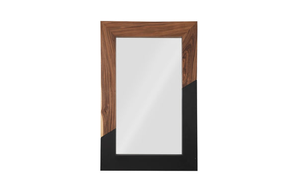 Phillips Collection Geometry Large Wood Mirror - Modern Organic Design With Textured Woodgrain For Stylish Spaces Brown,Black Wood ,Chamcha Wood Th105234