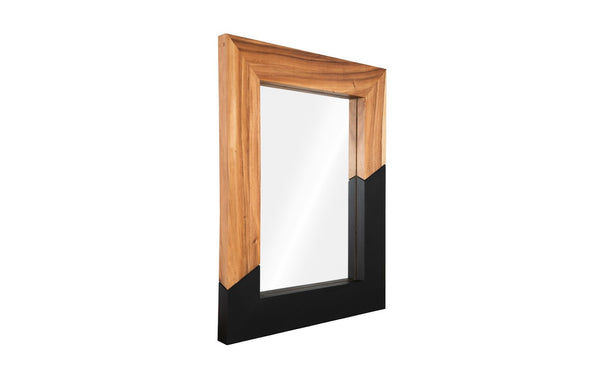 Phillips Collection Geometry Large Wood Mirror - Modern Organic Design With Textured Woodgrain For Stylish Spaces Black,Brown Wood ,Chamcha Wood Th105235
