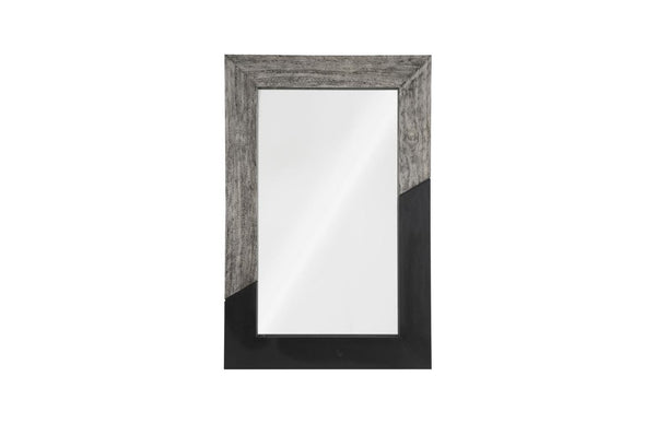 Phillips Collection Geometry Chamcha Wood Wall Mirror with Two Tone Angular Frame for Bold Room Styling 39 x 2 x 60 TH105236