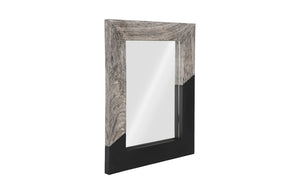 Phillips Collection Geometry Large Wood Mirror - Modern Organic Design With Textured Woodgrain For Stylish Spaces Gray,Black Wood ,Chamcha Wood Th105237