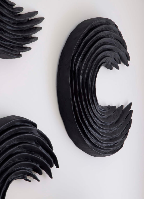 Phillips Collection Swoop Wall Sculpture - Asymmetrical Black Wood Art Piece for Modern Living Spaces & Offices TH105374