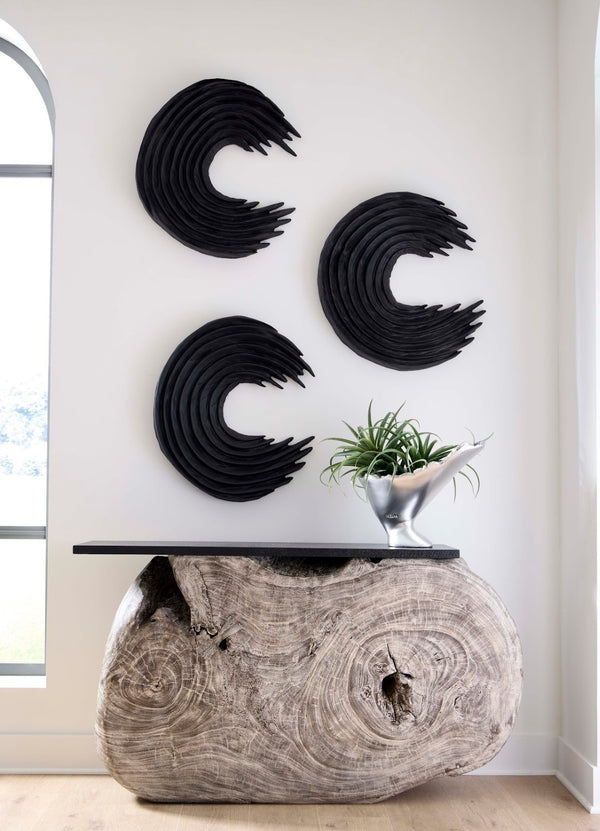 Phillips Collection Swoop Wall Sculpture - Asymmetrical Black Wood Art Piece for Modern Living Spaces & Offices TH105374