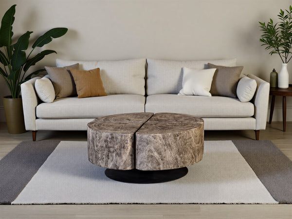 Phillips Collection Clover Coffee Table - Modern Organic Design with Striking Visual Texture for Stylish Living Spaces Gray Stone TH105521