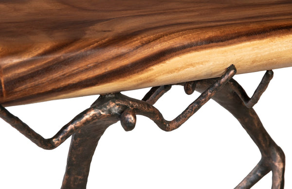 Phillips Collection Atlas Console Table - Stunning Natural Finish With Unique Metal Support For Timeless Elegance Brown,Black Wood ,Chamcha Wood Th106036