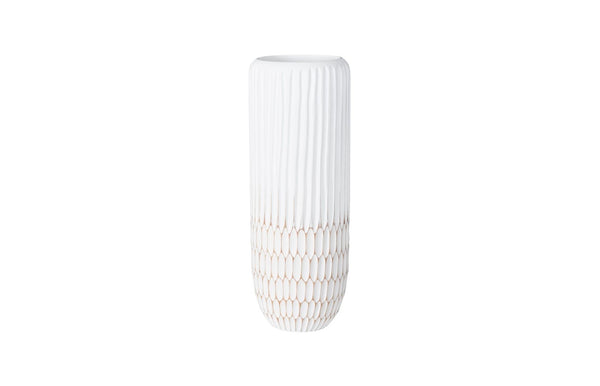 Phillips Collection Lacuna Vase - Hand-carved Mango Wood Sculpture With Unique Texture For Elegant Home Décor Display White,Off White Wood ,Mango Th107096