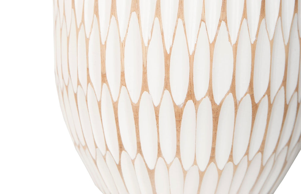 Phillips Collection Lacuna Vase - Hand-carved Mango Wood Sculpture With Unique Texture For Elegant Home Décor Display White,Off White Wood ,Mango Th107098